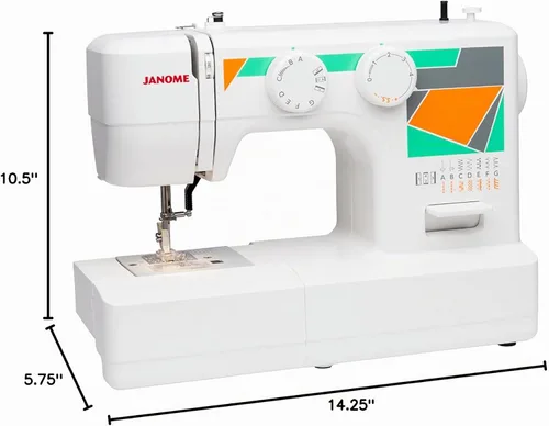 Vista 9 de Janome MOD-15 Máquina de coser fácil de usar con 15 puntadas, longitud de puntada ajustable y 5 piezas de alimentación