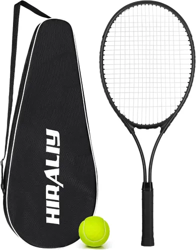 Vista 10 de HIRALIY Juego de raquetas de tenis de 27 pulgadas para adultos, raquetas de tenis preencordadas para 2 jugadores, 2 cintas de sobreagarre, 3 pelotas