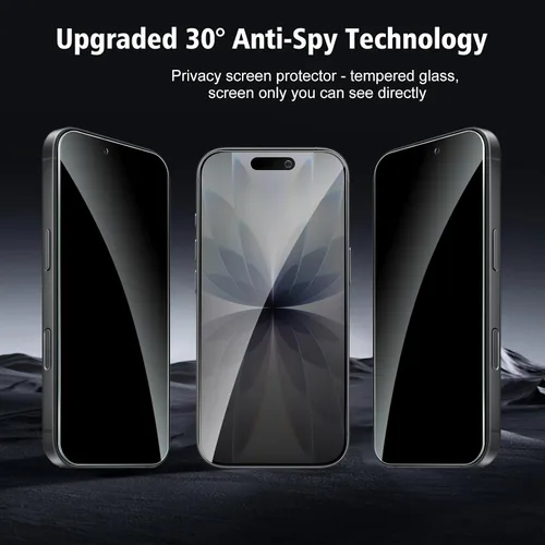 Vista 3 de Paquete de 2+2 protectores de pantalla de privacidad para iPhone 17 con protector de lente de cámara, película de protección de vidrio templado