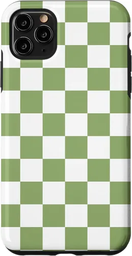 Vista 13 de Funda clásica a cuadros para iPhone 13 Pro Max, color verde salvia y blanco