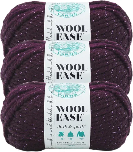Vista 124 de Lion Brand Yarn - Ovillo de lana Wool-Ease Thick & Quick color fuerza aérea Super Bulky Wool Acrylic Blend Fiber for Soft Hats, Sweaters, Chunky