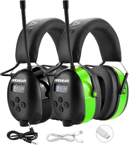 Vista 12 de PROHEAR 033 - Auriculares con radio AM/FM Bluetooth 5.4 - Batería recargable USB C de 2000mAh - Auriculares con radio para protección auditiva