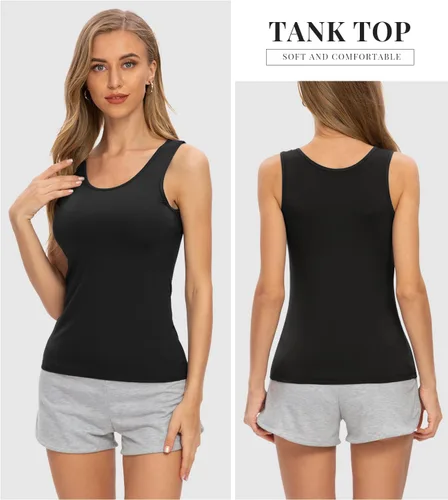 Vista 2 de Rosyline Camisetas sin mangas básicas sin mangas para mujer, 4 piezas, camisetas sin mangas