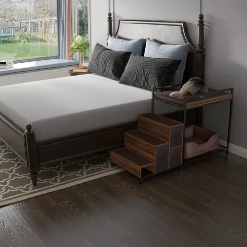 Vista 2 de GDLF Literas con ventana para perros, cama elevada para perros, plataforma de varios niveles con tapicería de espuma, almohadilla antideslizante
