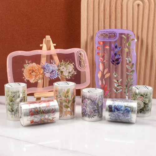 Vista 7 de Cinta Washi, cintas de PET para álbumes de recortes (azul y rosa)
