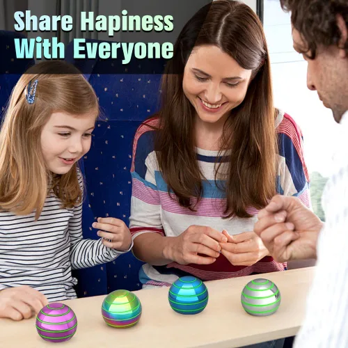 Vista 6 de Juguetes giratorios luminosos de escritorio para niños y adultos, spinner fidget de ilusión óptica de metal que brilla en la oscuridad, bola