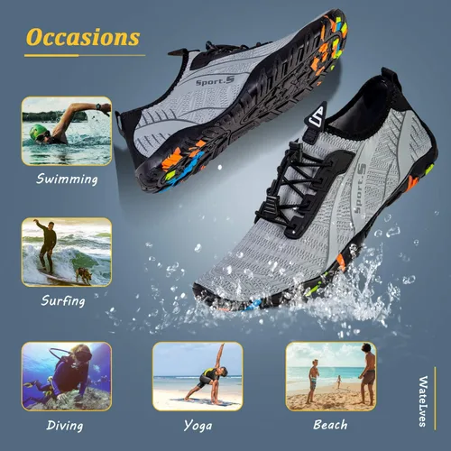 Vista 8 de WateLves - Zapatos de agua para hombres y mujeres, para natación, playa, piscina, surfear, hacer yoga o aeróbico acuático, calcetines para el agua