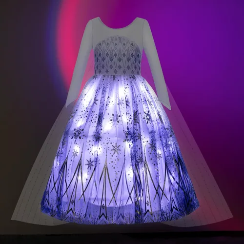 Vista 5 de UPORPOR Princess Costume for Girls, RGB LED Light Up Syncs Music App Control, Toddler Princess Dress Up Halloween Costume