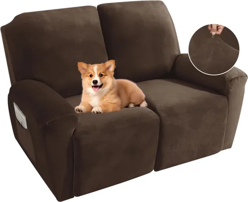 Vista 27 de MAXIJIN Funda reclinable de terciopelo de 4 piezas, funda elástica de felpa suave para silla reclinable, gruesa y suave, funda para silla Beige
