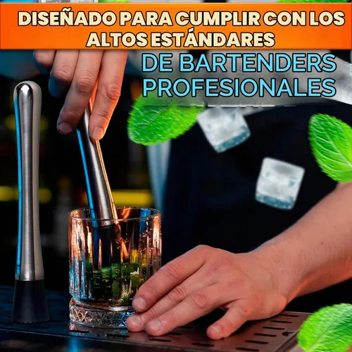 Vista 7 de 2 unidades de barra de muddler para cócteles, 8 pulgadas de acero 2 piezas de muddlers plateados