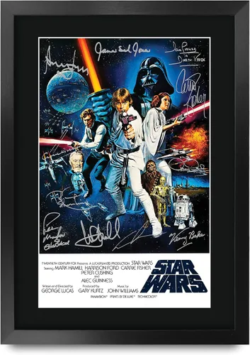 Vista 41 de HWC Trading Star Wars Episodio 1 La Amenaza Fantasma Regalos Presentación Impresa Autografiada Montaje para Fans de Recuerdos de Películas - 16" x