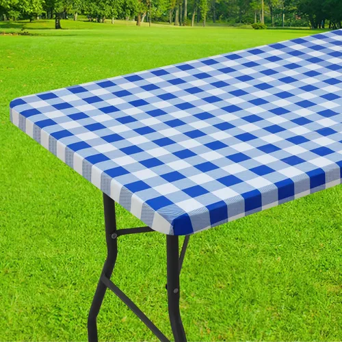 Vista 17 de Smiry Mantel cuadrado de pícnic, manteles de vinilo elásticos impermeables, fundas de mesa de lana cuadriculada con parte trasera de franela