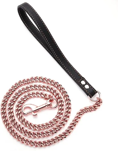 Vista 14 de Correa de cadena para perro de oro de 18 quilates, 0.43 pulgadas, a prueba de masticación, cadena de eslabones cubanos de acero inoxidable 316L