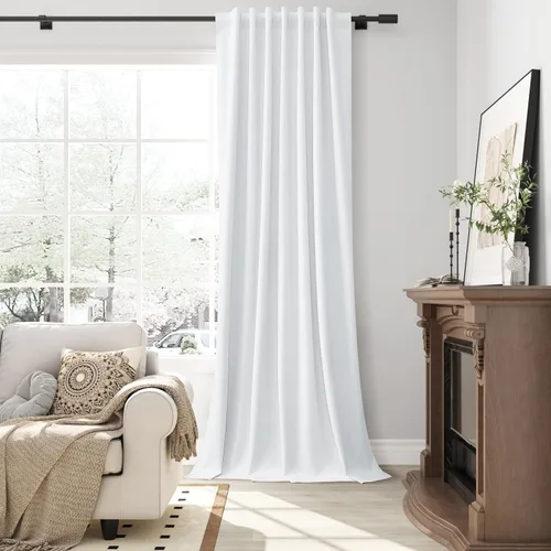Vista 98 de Guken Cortinas opacas de lino, 2 paneles rústicos, elegantes, 100% opacas, con aislamiento térmico, banda de ganchos y trabilla trasera, 52 x 84