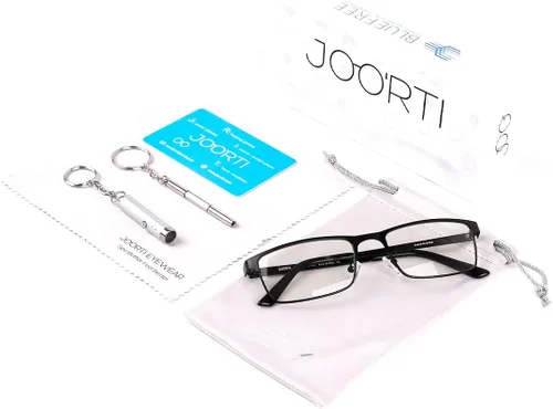 Vista 7 de JOO'RTI Gafas de luz azul para hombres, marco de metal, gafas falsas para computadora de videojuegos