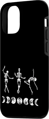 Vista 2 de Carcasa divertida para iPhone 15 con diseño de esqueletos bailarines y fase lunar New Age Emo Goth