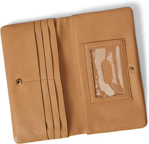 Vista 3 de HOBO Lumen - Cartera compacta para mujer, construcción de cuero en relieve con múltiples ranuras para tarjetas y bolsillo exterior con cremallera