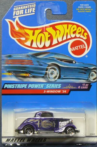 Vista 2 de Hot Wheels, 3 ventanas '34, Pinstripe Power Series 1 de 4, #953