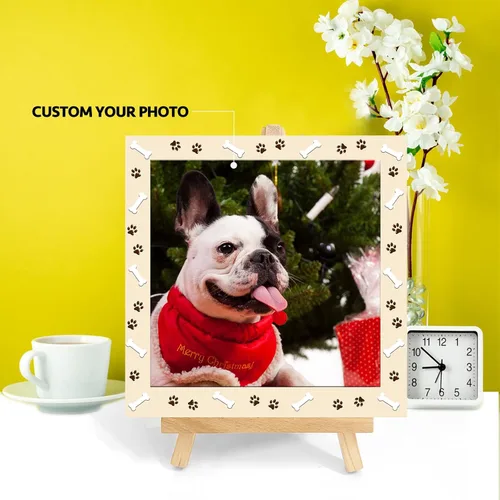 Vista 5 de Marco de fotos de perro personalizado con caballete, regalo conmemorativo personalizado para mascotas para amantes de las mascotas, retrato