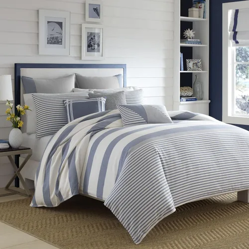 Vista 5 de Nautica Home Fairwater Collection 100% algodón inspirado en el Mediterráneo, funda de edredón a juego, juego de cama de 2 piezas, individual
