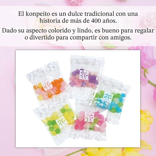 Vista 3 de MARUTA Candy Konpeito, Hanatsume, caramelo de azúcar japonés, 0.2oz 50count