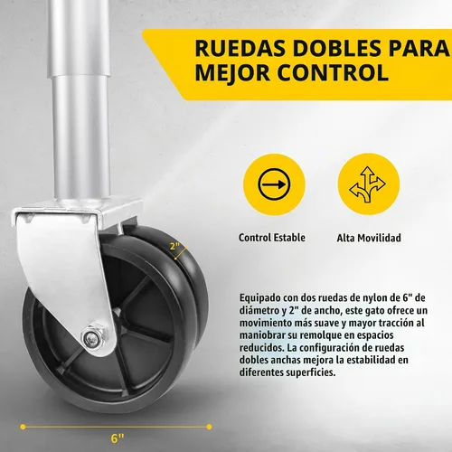 Vista 5 de MaxxHaul 70149 Gato hidráulico para remolques con elevador suspenso de 11-1/2" con ruedas dobles, 1500 lb Capacidad