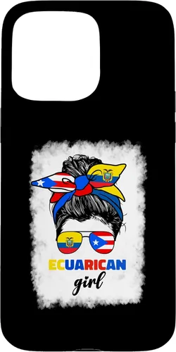 Vista 31 de Funda para iPhone 16, mitad ecuatoriana y puertorriqueña Rico Ecuador Flag Girl Mix