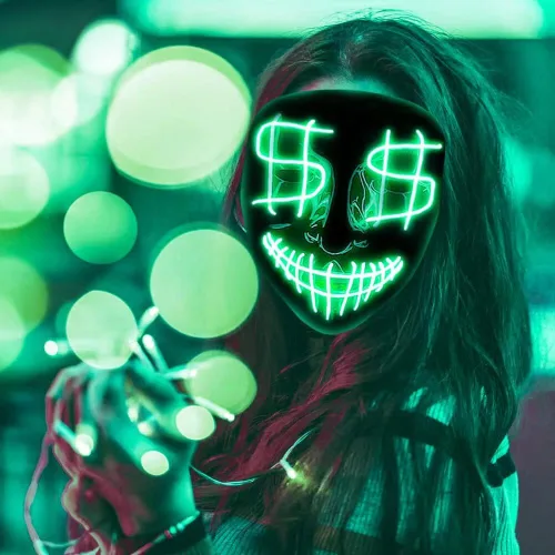 Vista 3 de Máscara LED de Halloween máscara de Purga con luz LED para adultos y niños máscara de disfraz de Purga aterradora para Halloween y cosplay