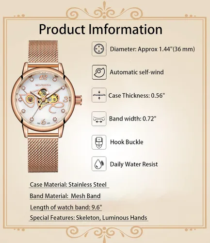Vista 5 de Sweetbless Mechanical Reloj de pulsera analógico esqueleto auto-viento automático reloj