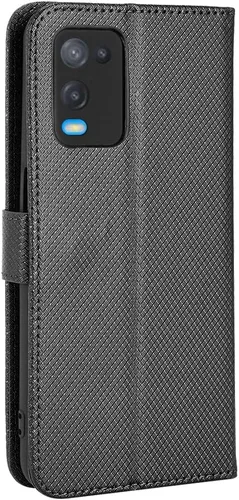 Vista 3 de Funda para Oppo A54 4G Funda de piel sintética con tapa para Oppo A54 4G CPH2239, color negro