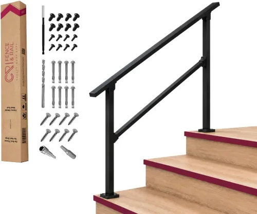 Vista 10 de Barandales de exteriores para escaleras, hierro forjado color negro (2 escalones)