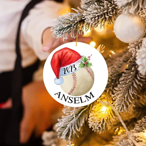 Vista 4 de Adorno de Navidad de béisbol para niños, adorno de Navidad personalizado, adorno de jugador de béisbol, adornos para árbol de Navidad 2024, regalo