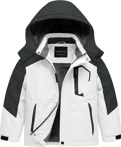 Vista 18 de CREATMO US Chaqueta de esquí impermeable para niño, abrigo de nieve cálido para invierno, resistente al viento, chaqueta de lluvia para snowboard