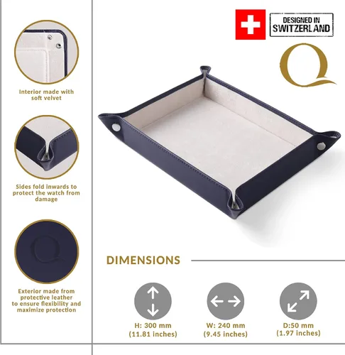 Vista 4 de Bandeja de valet para hombre, organizador de mesita de noche, organizador de mesita de noche, bandeja de piel auténtica para relojes, carteras