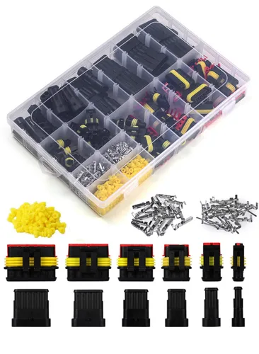 Vista 6 de 372 conectores eléctricos impermeables para automóviles de conexión y desconexión rápida, kit de conectores de cable de 1/2/3/4/5/6 pines (18 juegos)