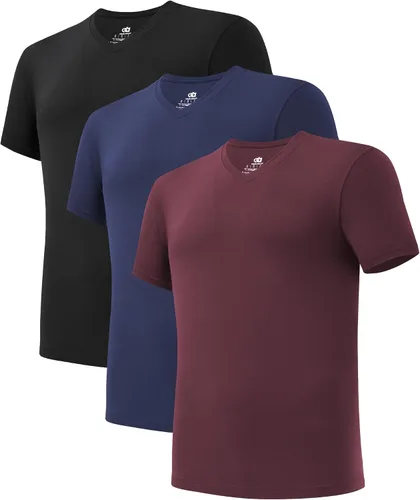 Vista 12 de DAVID ARCHY Camiseta interior de rayón de bambú con cuello en V que absorbe Paquete de 5 Negro - Cuello en V