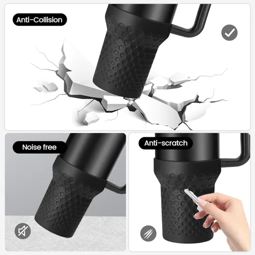 Vista 3 de Funda de silicona para botas de 40 onzas para accesorios de copa Stanley, funda de silicona para botella de agua para Stanley Quencher H2.0 y vaso
