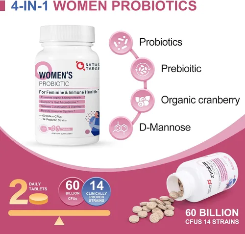Vista 3 de NATURE TARGET Probióticos para mujeres, probióticos para hombres, probióticos para digestivos,Vaginal,Salud de la próstata