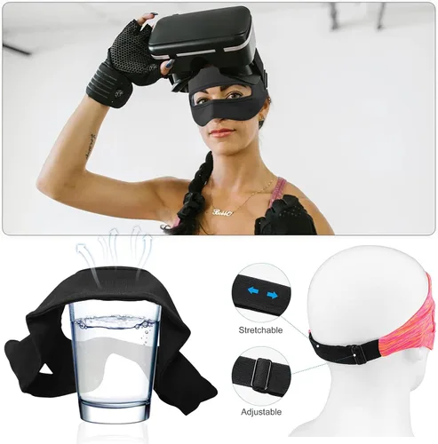 Vista 4 de Vr - Funda para máscara de ojos, 3 piezas, universal, ajustable, lavable, transpirable, para Oculus Quest 2, entrenamientos de realidad virtual