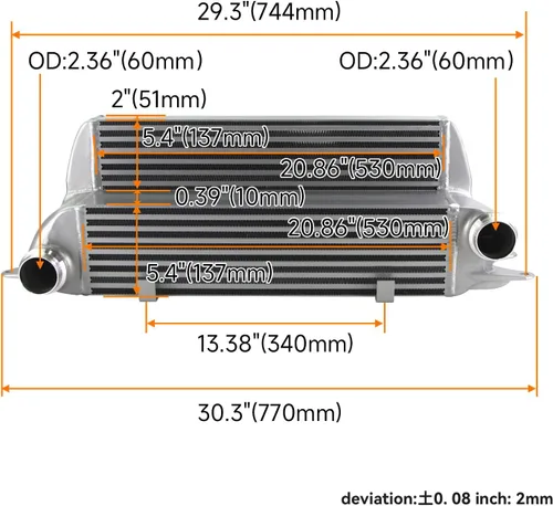 Vista 5 de Performance Tuning Intercooler compatible con 525d 535d 635d E60 E61 E63 E64 Plata