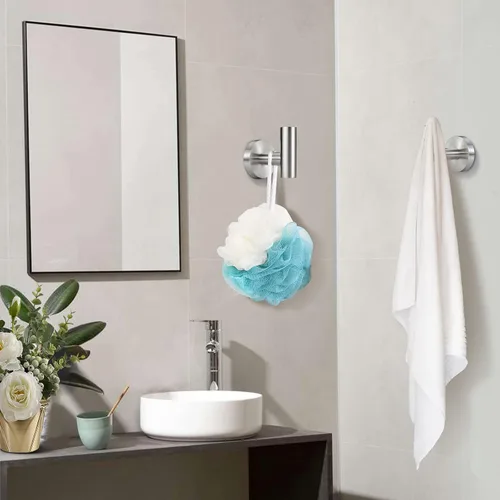 Vista 4 de Ganchos para toallas para baños, gancho de níquel cepillado, para colgar en la pared, de acero inoxidable SUS304, para baño, cocina, garaje