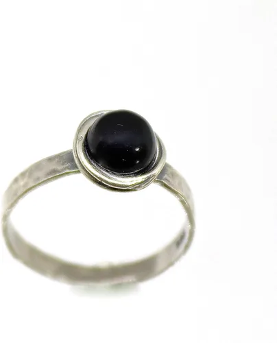 Vista 52 de Anillo de plata de ley con piedras preciosas para mujer, anillo apilable de piedra martillada, anillo de piedra natal