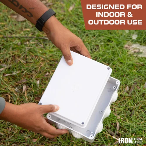 Vista 4 de Iron Forge Cable Caja eléctrica para exteriores, 8 "x 6.2"x 3.2" pulgadas caja de conexiones blanca con accesorios, caja impermeable perforable