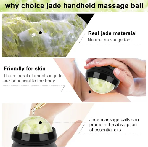 Vista 8 de ideayard Bola de rodillo de masaje en frío, herramienta de piedra de masaje, bola de jade para aliviar el frío y el calor, dolores musculares