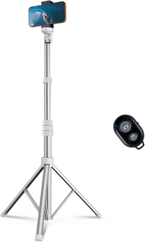 Vista 8 de Trípode de teléfono de 67", trípode extensible MIIASI para iPhone, selfie stick con control remoto y soporte para teléfono, compatible