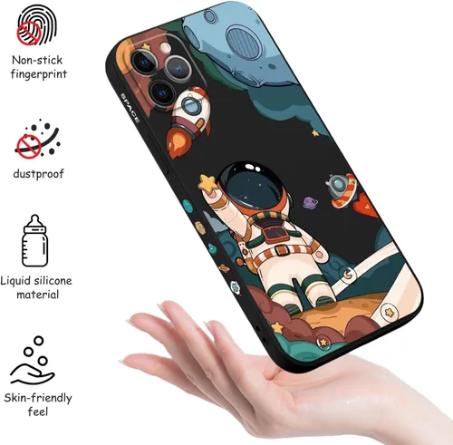 Vista 5 de LEECG Funda de teléfono para iPhone 11 Pro Max, diseño de patrón de astronauta, ajuste delgado, suave, resistente a los arañazos, a prueba