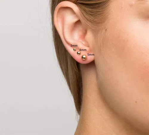 Vista 5 de Aretes de bola de titanio, hipoalergénicos, para mujeres y hombres, orejas sensibles, color negro, 0.118 in, 0.157 in, 0.197 in, parte trasera
