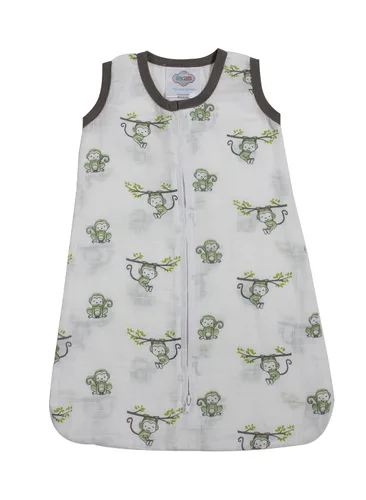 Vista 10 de Bacati - Saco de dormir de muselina Happy Monkeys (mantas portátiles) (recién nacido, beige/gris)