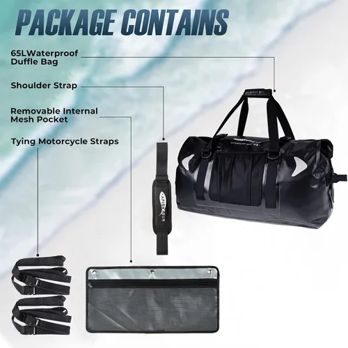 Vista 2 de Bolsa seca impermeable para motocicleta 65L