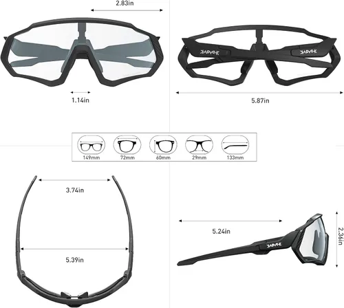 Vista 5 de KAPVOE Gafas de ciclismo fotocromáticas para hombres y mujeres, gafas de sol para bicicleta de montaña MTB, para bicicleta de montaña Clear - K9408